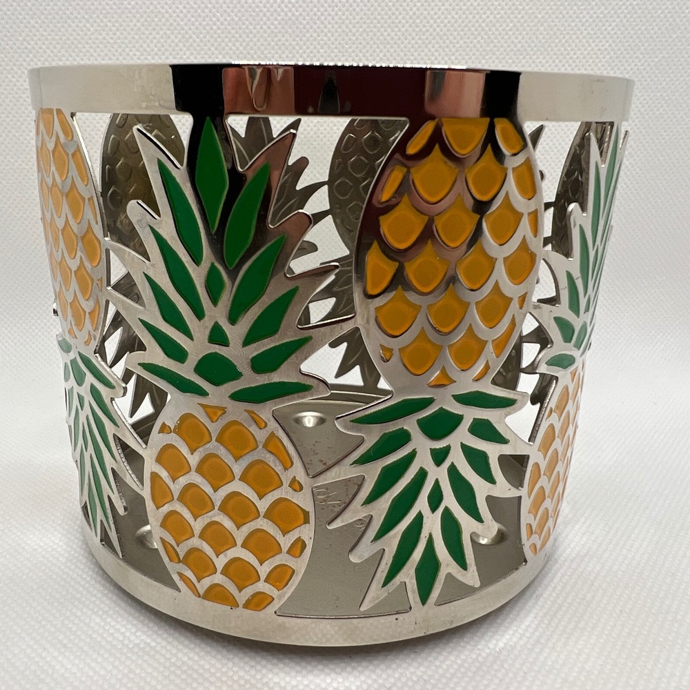 Pineapple Bath & Body Works BBW Candle Holder 3 Wick Tropical Yellow Classic